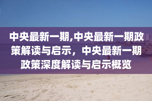 中央最新政策观点论述,深度解读某项政策的新消息