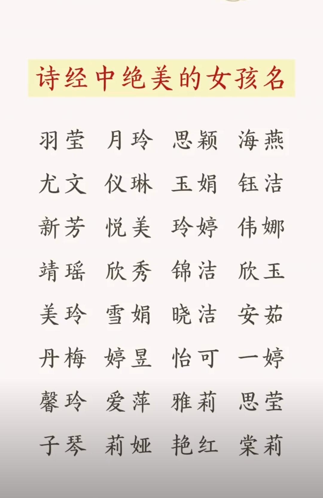 最新女孩名字精选